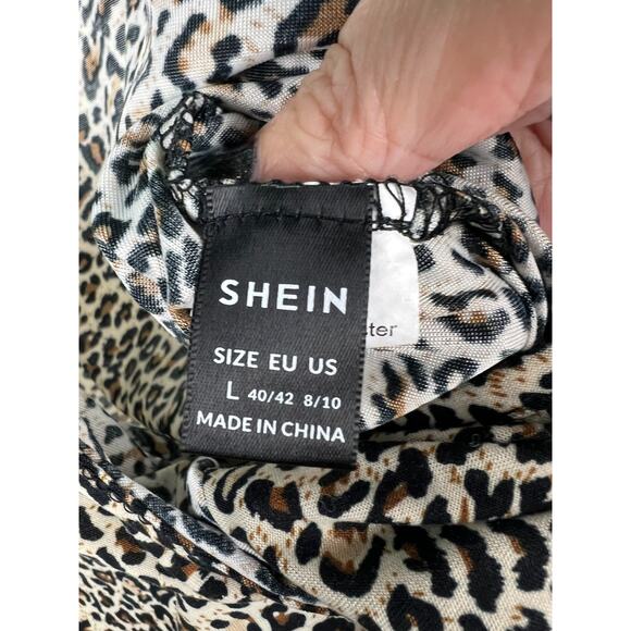 Shein Bodysuit stretchy soft leopard animal print spaghetti strap adj. Large - Picture 5 of 8